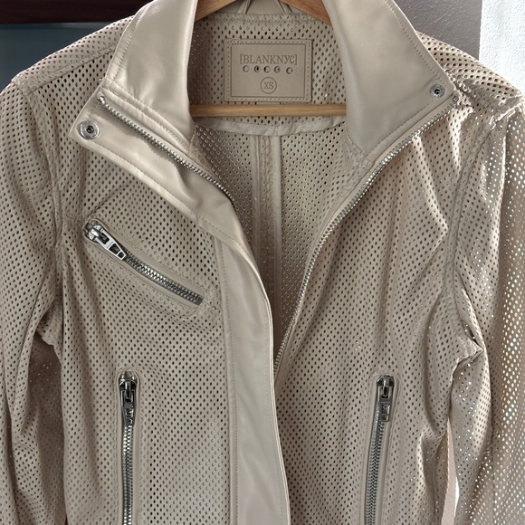 Blank NYC Moto Jacket - Beige/Cream Perforated Faux Leather Size XS - Picture 6 of 16